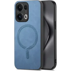 Phonesta Retro Vegan Leather MagSafe Back Cover hoesje voor Oppo Reno13 Pro - Blauw