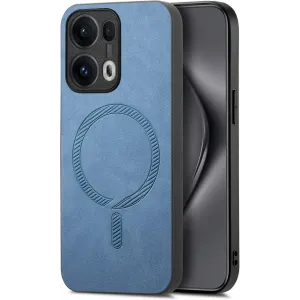 Phonesta Retro Vegan Leather MagSafe Back Cover hoesje voor Oppo Reno13 Pro - Blauw
