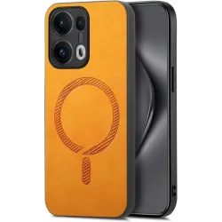 Phonesta Retro Vegan Leather MagSafe Back Cover hoesje voor Oppo Reno13 Pro - Oranje
