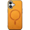 Phonesta Retro Vegan Leather MagSafe Back Cover hoesje voor Apple iPhone 16 - Oranje 3