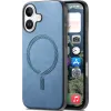 Phonesta Retro Vegan Leather MagSafe Back Cover hoesje voor Apple iPhone 16 Plus - Blauw
