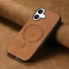 Phonesta Retro Vegan Leather MagSafe Back Cover hoesje voor Apple iPhone 16 Plus - Bruin 2