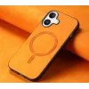 Phonesta Retro Vegan Leather MagSafe Back Cover hoesje voor Apple iPhone 16 Plus - Oranje 2
