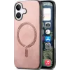 Phonesta Retro Vegan Leather MagSafe Back Cover hoesje voor Apple iPhone 16 Plus - Roze