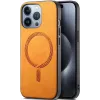 Phonesta Retro Vegan Leather MagSafe Back Cover hoesje voor Apple iPhone 16 Pro Max - Oranje