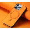Phonesta Retro Vegan Leather MagSafe Back Cover hoesje voor Apple iPhone 16 Pro Max - Oranje 2