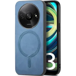 Phonesta Retro Vegan Leather MagSafe Back Cover hoesje voor Xiaomi Redmi A3 - Blauw