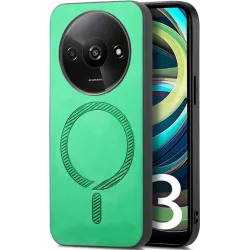 Phonesta Retro Vegan Leather MagSafe Back Cover hoesje voor Xiaomi Redmi A3 - Groen