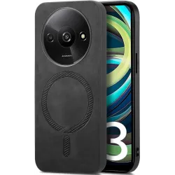 Phonesta Retro Vegan Leather MagSafe Back Cover hoesje voor Xiaomi Redmi A3 - Zwart