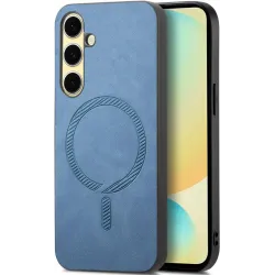 Phonesta Retro Vegan Leather MagSafe Back Cover hoesje voor Samsung Galaxy A36/A56 - Blauw