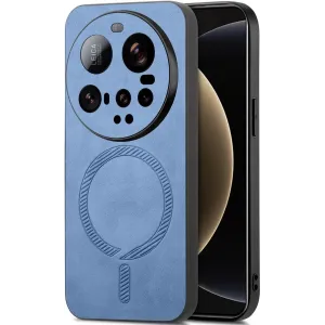 Phonesta Retro Vegan Leather MagSafe Back Cover hoesje voor Xiaomi 15 Ultra - Blauw