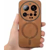 Phonesta Retro Vegan Leather MagSafe Back Cover hoesje voor Xiaomi 15 Ultra - Bruin 3