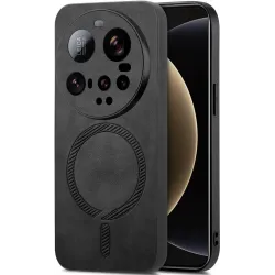 Phonesta Retro Vegan Leather MagSafe Back Cover hoesje voor Xiaomi 15 Ultra - Zwart