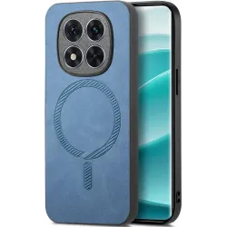 Phonesta Retro Vegan Leather MagSafe Back Cover hoesje voor Xiaomi Redmi Note 14 Pro 5G / Xiaomi Poco X7 - Blauw