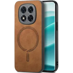 Phonesta Retro Vegan Leather MagSafe Back Cover hoesje voor Xiaomi Redmi Note 14 Pro 5G / Xiaomi Poco X7 - Bruin