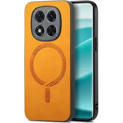 Phonesta Retro Vegan Leather MagSafe Back Cover hoesje voor Xiaomi Redmi Note 14 Pro 5G / Xiaomi Poco X7 - Oranje