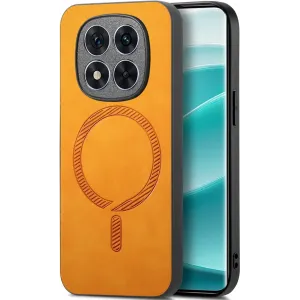 Phonesta Retro Vegan Leather MagSafe Back Cover hoesje voor Xiaomi Redmi Note 14 Pro 5G / Xiaomi Poco X7 - Oranje