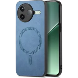 Phonesta Retro Vegan Leather MagSafe Back Cover hoesje voor Xiaomi Poco F7 Pro - Blauw