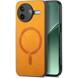 Phonesta Retro Vegan Leather MagSafe Back Cover hoesje voor Xiaomi Poco F7 Pro - Oranje