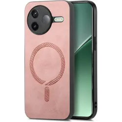 Phonesta Retro Vegan Leather MagSafe Back Cover hoesje voor Xiaomi Poco F7 Pro - Roze