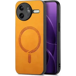 Phonesta Retro Vegan Leather MagSafe Back Cover hoesje voor Xiaomi Poco F7 Ultra - Oranje