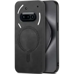 Phonesta Retro Vegan Leather MagSafe Back Cover hoesje voor Nothing Phone (3a) - Zwart