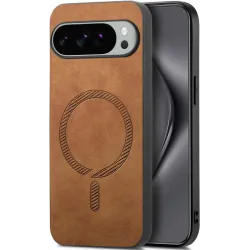 Phonesta Retro Vegan Leather MagSafe Back Cover hoesje voor Google Pixel 10 Pro XL - Bruin