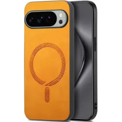 Phonesta Retro Vegan Leather MagSafe Back Cover hoesje voor Google Pixel 10 Pro XL - Oranje