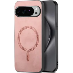 Phonesta Retro Vegan Leather MagSafe Back Cover hoesje voor Google Pixel 10 Pro XL - Roze