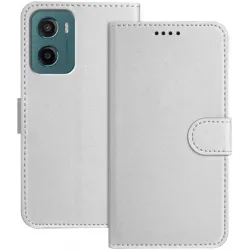 Phonesta Smooth Skin Book Wallet Case hoesje voor Motorola Moto G05 / Moto E15 - Zilver