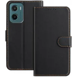 Phonesta Smooth Skin Book Wallet Case hoesje voor Motorola Moto G05 / Moto E15 - Zwart