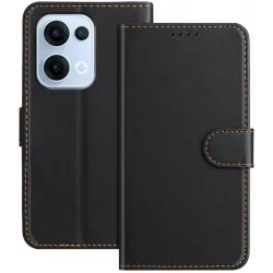 Phonesta Smooth Skin Book Wallet Case hoesje voor Oppo Reno13 - Zwart