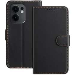 Phonesta Smooth Skin Book Wallet Case hoesje voor Oppo Reno13 F 4G/5G / Reno13 FS 5G - Zwart