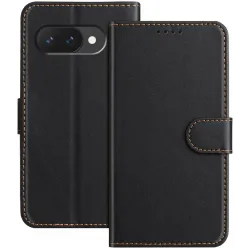 Phonesta Smooth Skin Book Wallet Case hoesje voor Google Pixel 9a - Zwart