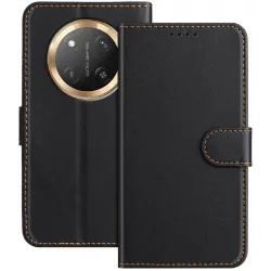 Phonesta Smooth Skin Book Wallet Case hoesje voor HONOR Magic7 Lite - Zwart