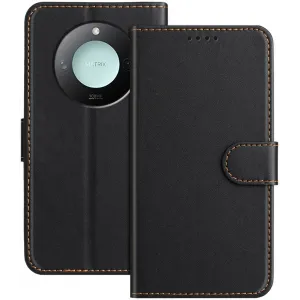 Phonesta Smooth Skin Book Wallet Case hoesje voor HONOR X9c Smart - Zwart