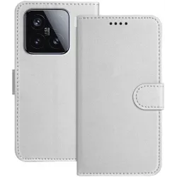Phonesta Smooth Skin Book Wallet Case hoesje voor Xiaomi 15 - Zilver
