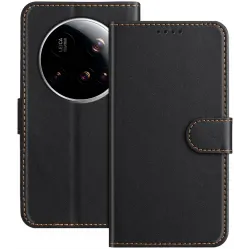 Phonesta Smooth Skin Book Wallet Case hoesje voor Xiaomi 15 Ultra - Zwart