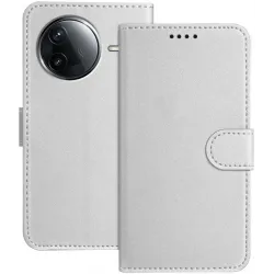 Phonesta Smooth Skin Book Wallet Case hoesje voor Xiaomi Poco F7 Pro/F7 Ultra - Zilver