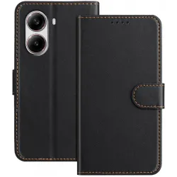 Phonesta Smooth Skin Book Wallet Case hoesje voor Xiaomi Poco X7 Pro - Zwart