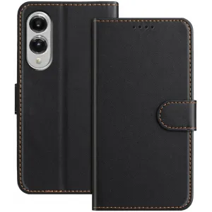 Phonesta Smooth Skin Book Wallet Case hoesje voor Samsung Galaxy S25 Edge - Zwart