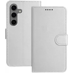 Phonesta Smooth Skin Book Wallet Case hoesje voor Samsung Galaxy S25 Plus/S24 Plus - Zilver