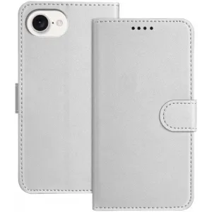 Phonesta Smooth Skin Book Wallet Case hoesje voor Apple iPhone 17e/16e - Zilver