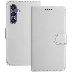 Phonesta Smooth Skin Book Wallet Case hoesje voor Samsung Galaxy S23 FE - Zilver