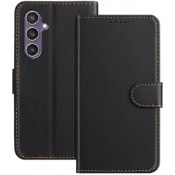 Phonesta Smooth Skin Book Wallet Case hoesje voor Samsung Galaxy S23 FE - Zwart