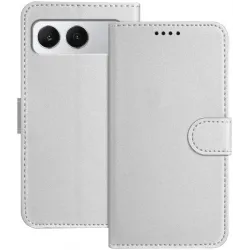 Phonesta Smooth Skin Book Wallet Case hoesje voor OnePlus Nord 4 - Zilver