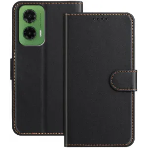 Phonesta Smooth Skin Book Wallet Case hoesje voor Motorola Moto G35 - Zwart