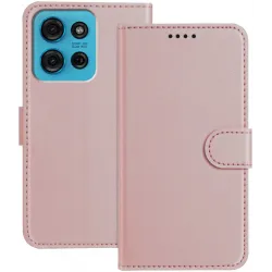 Phonesta Smooth Skin Book Wallet Case hoesje voor Motorola Moto G75 - Roségoud