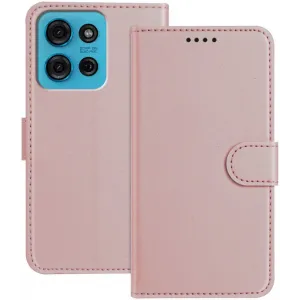 Phonesta Smooth Skin Book Wallet Case hoesje voor Motorola Moto G75 - Roségoud