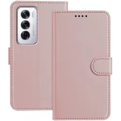 Phonesta Smooth Skin Book Wallet Case hoesje voor Oppo Reno12 - Roségoud